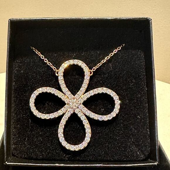 Radiance by Absolute™ Simulated Diamond Pavé Daisy Chain Necklace, 16-18” long - Picture 6 of 11